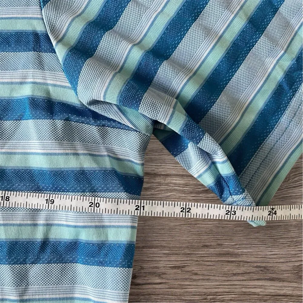 Adidas ClimaCool Blue Striped Golf Polo Men’s Size L‎